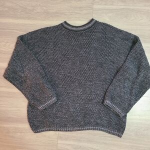 VTG Weekends Mens Large Ramie Cottom Blend Sweater Black Grey